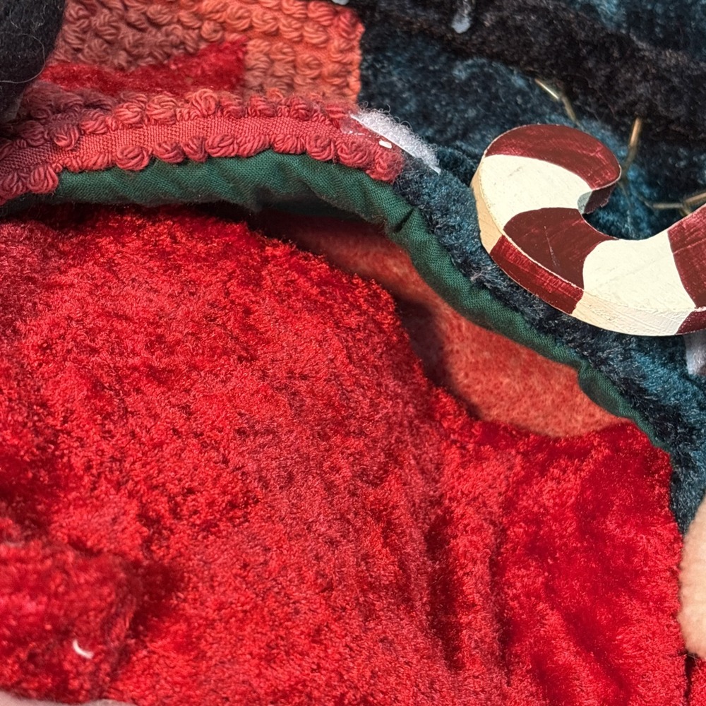 Vintage Santa Claus Christmas Stocking Plush Patchwork Felt Decor 26" - Picture 3 of 10